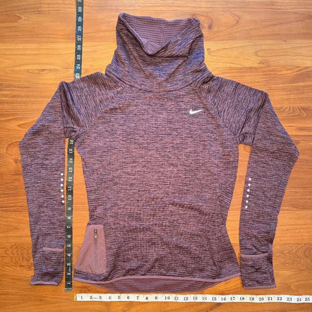 Nike Dri Fit Thermal Running Top, Turtleneck, Purple‎ Heather, Small
